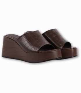 Sabots à talon Compensées Effet Croco – Confort Élégant & Plateforme Tendance