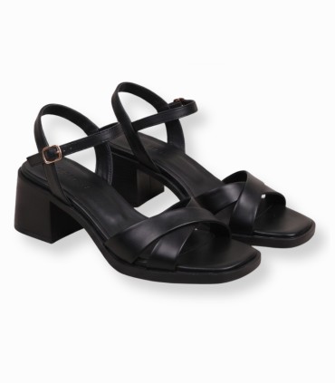 Sandales Femme Jines à Talon Carré Ref 770 Noir| Trioox Tunisie