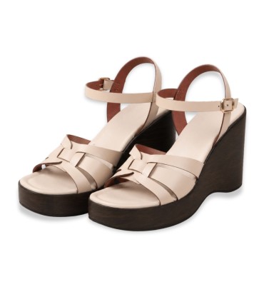 Sandales Compensées Beige Femme Chic | Chaussures Élégantes Tunisie - Trioox