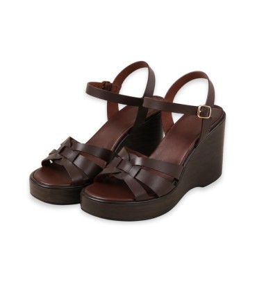 Sandales Compensées Marron Femme Chic | Chaussures Élégantes Tunisie - Trioox