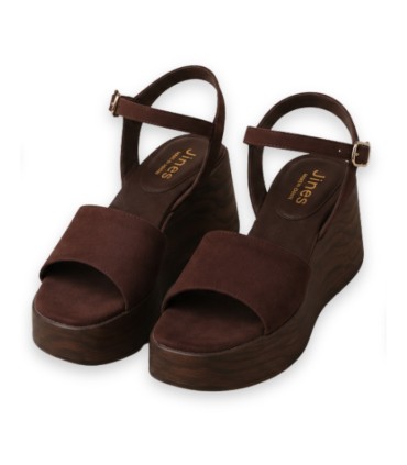 Sandales Compensées Femme Effet Daim| Chaussures Chic & Confortables Tunisie