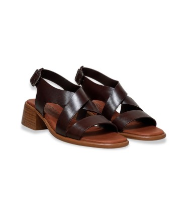 Sandales cuir Croisée à Talon Carré  Femme
