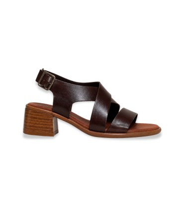 Sandales cuir Croisée à Talon Carré  Femme