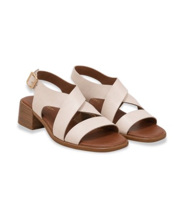 Sandales cuir Croisée à Talon Carré  Femme