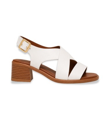 Sandales cuir Croisée à Talon Carré  Femme