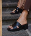Mule à Talon Femme en Simili Cuir Premium Noir
