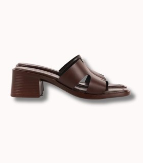 Mule à Talon Femme en Simili Cuir Premium Marron