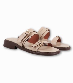 Mules Beige à Double Bride - Simili Cuir Premium