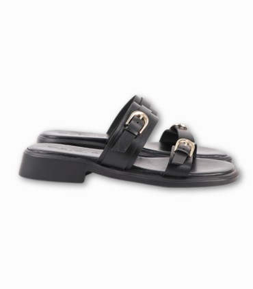 Mules Noir à Double Bride - Simili Cuir Premium
