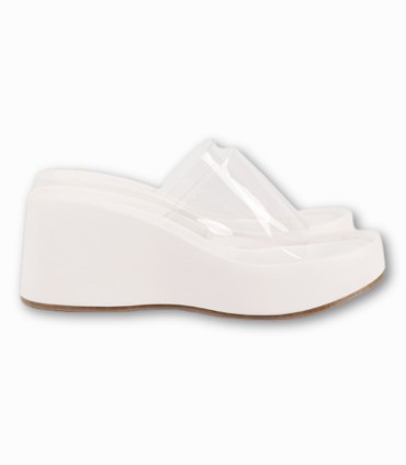 Sabots Compensés Transparents – Confort Premium Couleur Blanc