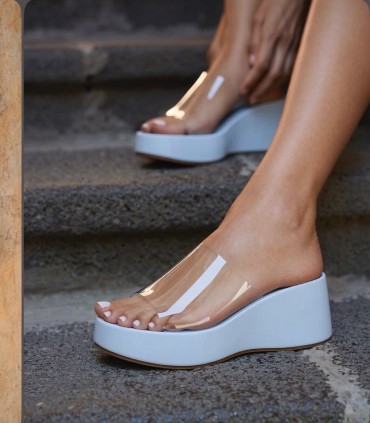 copie de Sabots Compensés Transparents – Confort Premium Couleur Bleu
