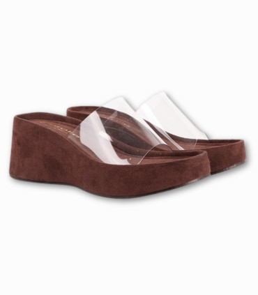 Sabots Compensés Transparents – Confort Premium Couleur Marron