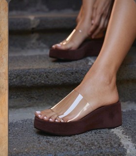 Sabots Compensés Transparents – Confort Premium Couleur Marron